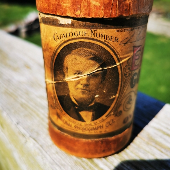 Antique Thomas Edison Gold Moulded Records Cardboard Container - Picture 4 of 16